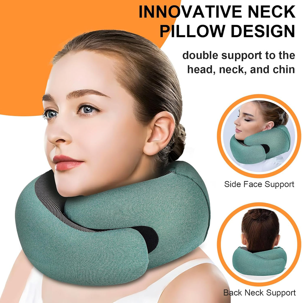 Vzpeun Travel Pillow - Hooded Neck Pillow Airplane Memory Foam Filling for Plane, Office, Cars Sleeping, Road Trip, Long Flights, Airplane…