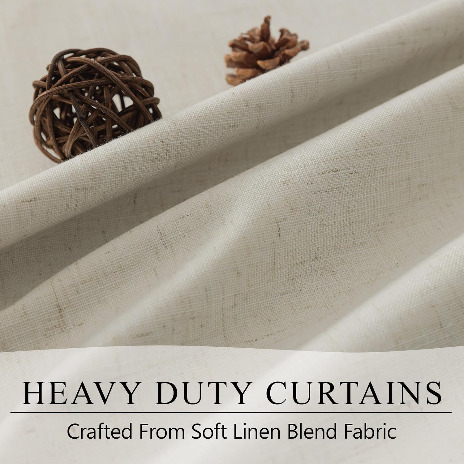 Dancurton 95 Inch Curtains 2 Panels Set UV/Heat Blocking for Summer Modern Farmhouse Beige Curtains for Living Room Darkening Curtain for S…