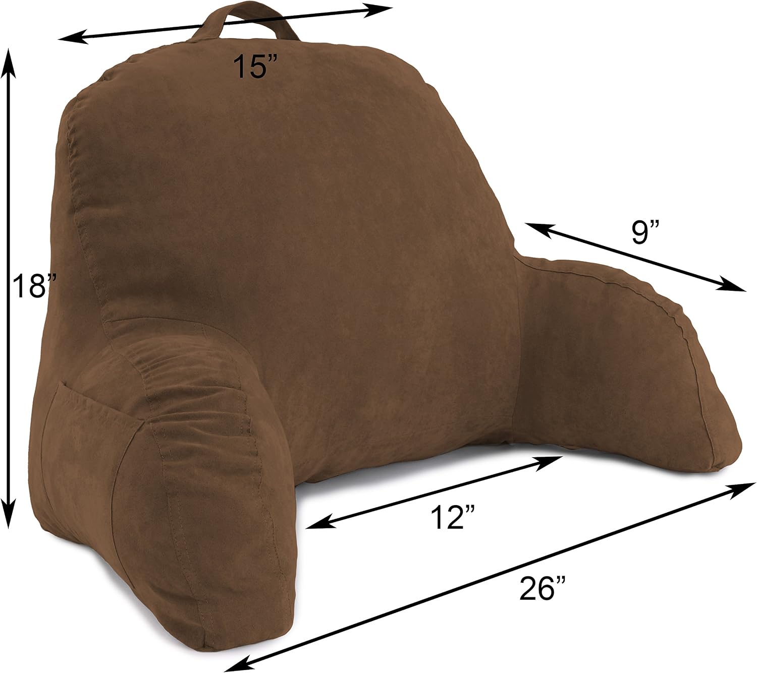 Deluxe Comfort Microsuede Bed Rest - Backrest Pillow with Arms - Bed Rest Pillow - Reading Bedrest Lounger - Sitting Support Pillow - Soft…