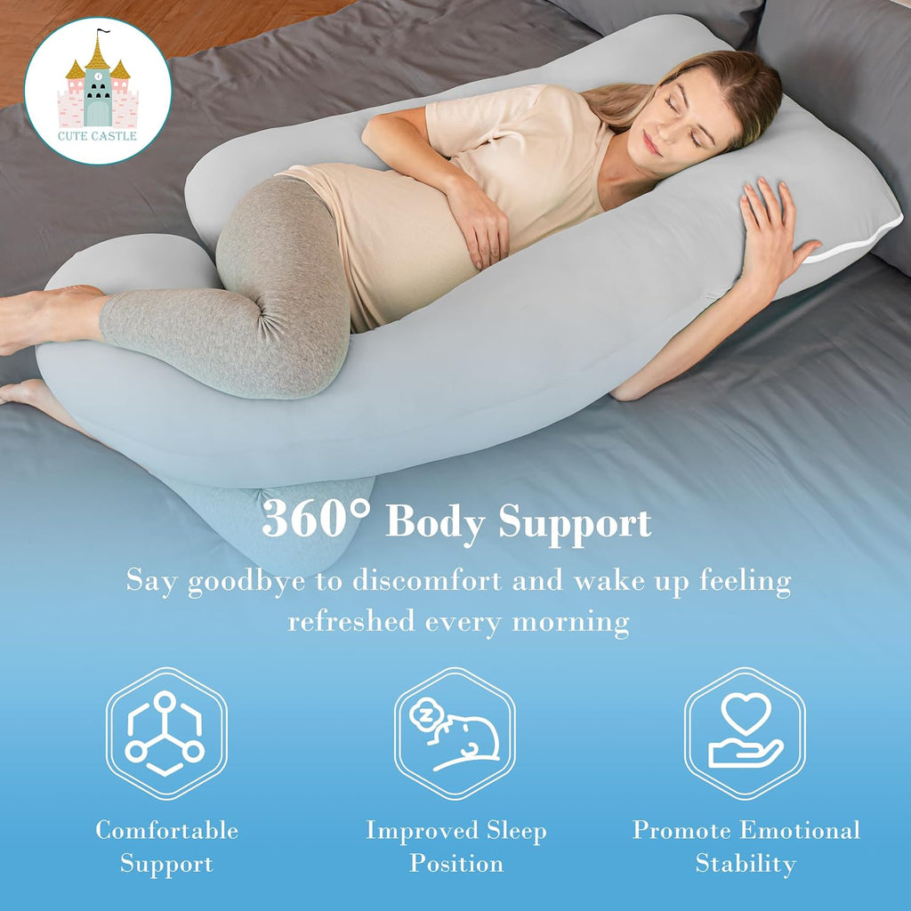 Cute Castle Cooling Cover Pregnancy Pillows, Soft U-Shape Maternity Pillow with Removable Cover - Full Body Pillows for Adults Sleeping…