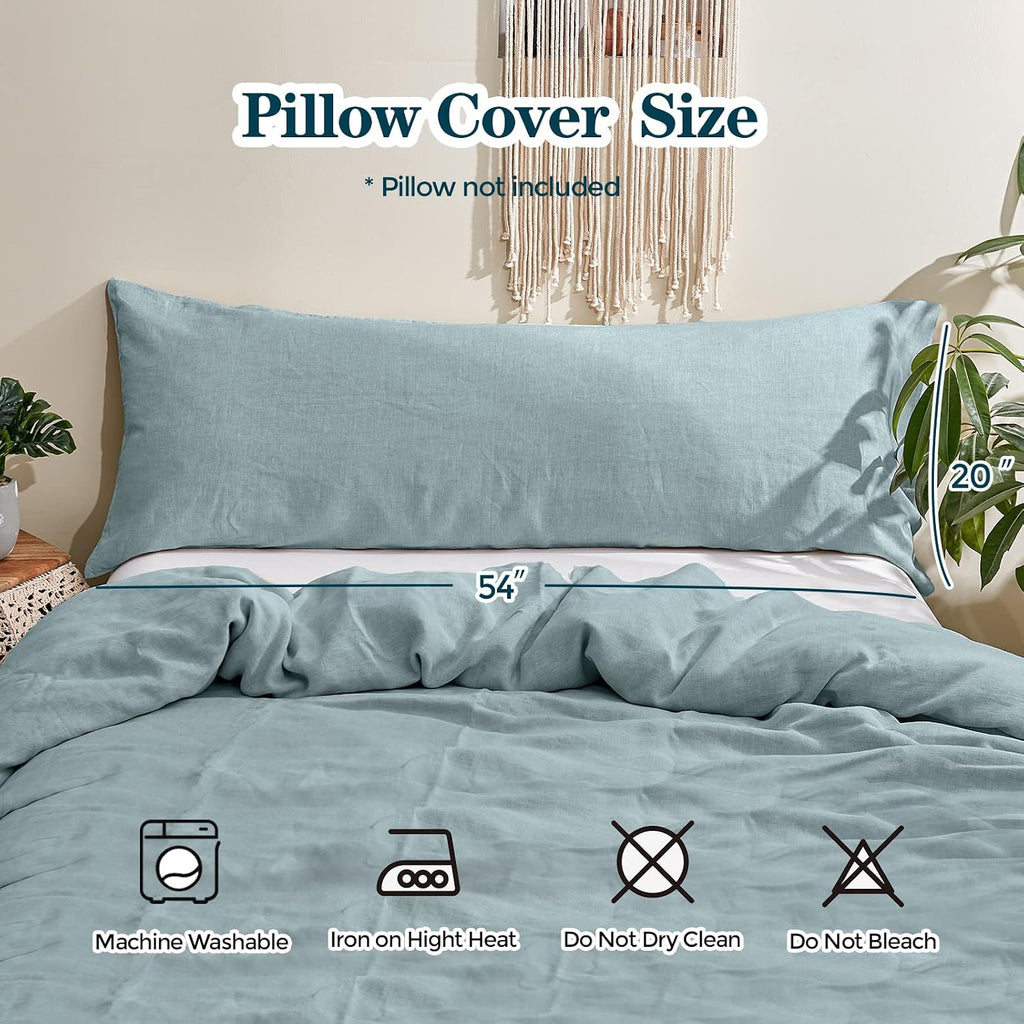 Simple&Opulence Body Pillow Cover 20" x 54",100% Pure Linen, Ultra Soft and Breathable, Body Pillowcase with Envelope Closur…