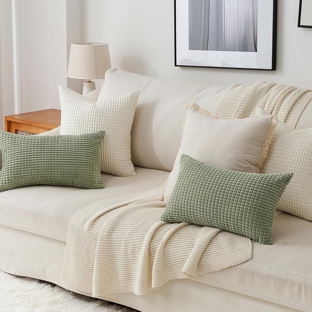 Topfinel Cream White Decorative Throw Pillow Covers 18x18 Inch Set of 4 for Living Room Couch Bed Sofa, Boho Natural Farmhouse Home Decor,…