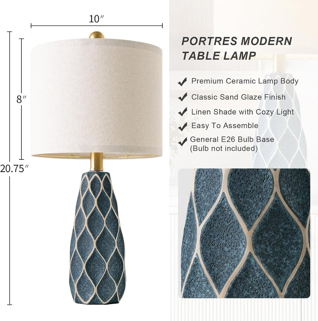 20.75" Small Table Lamps for Living Room Bedroom Lamps Set of 2 Ceramic Modern Boho Bedside Lamps Night Stands Farmhouse Vintage…