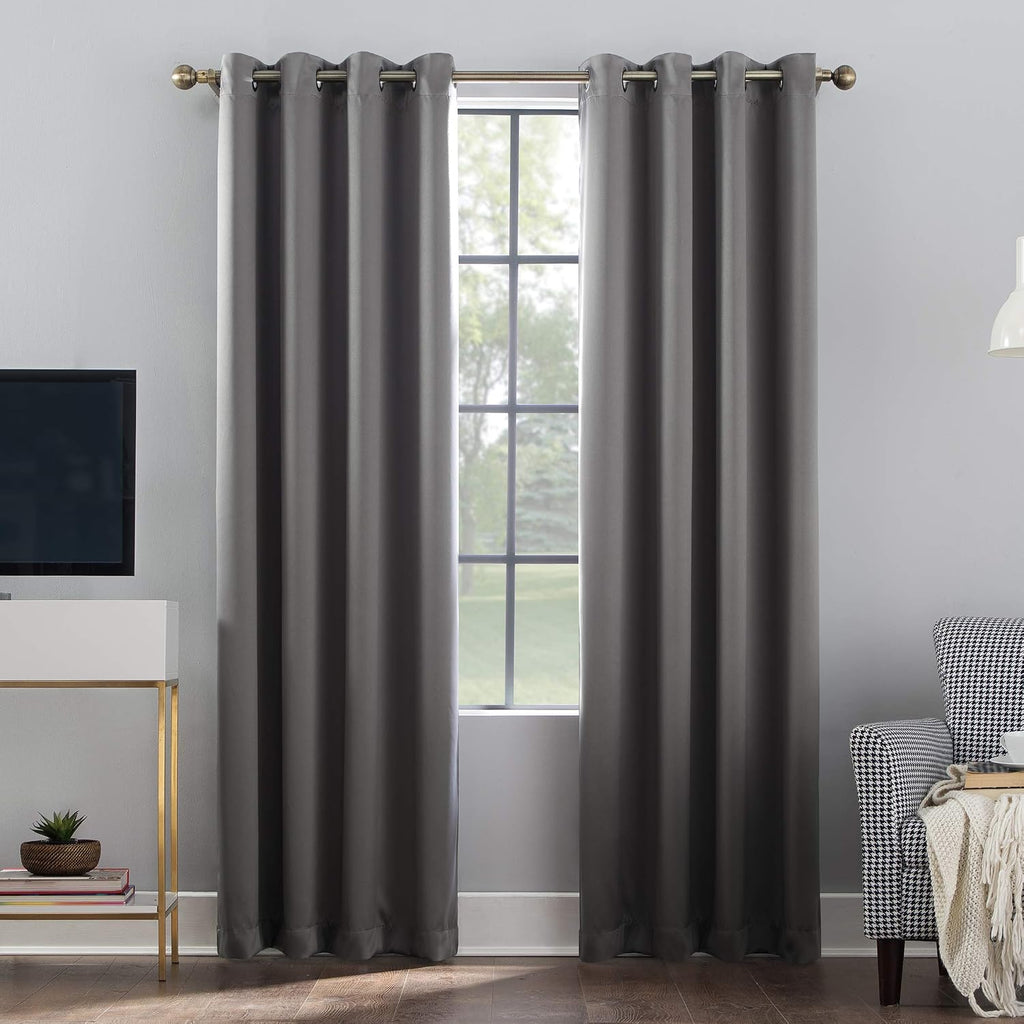 Sun Zero Nordic Theater Grade Extreme 100% Blackout Grommet Curtain Single Panel, 52" x 84", Gray
