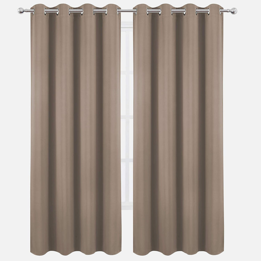 Lemomo Blackout Curtains 66 x 84 inch/Cappuccino Curtains Set of 2 Panels/Thermal Insulated Room Darkening Bedroom Curtains 84 inch silver