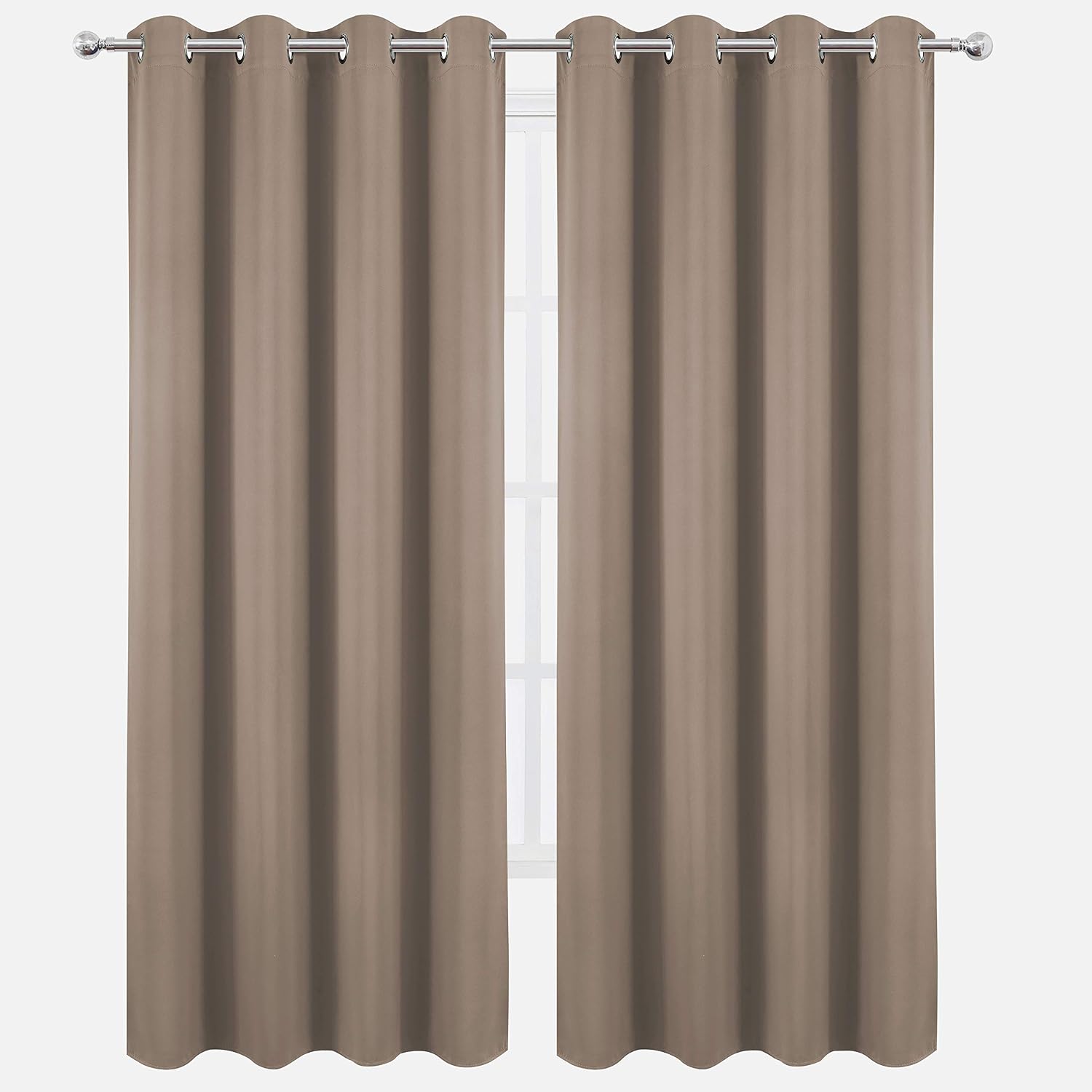 Lemomo Blackout Curtains 66 x 84 inch/Cappuccino Curtains Set of 2 Panels/Thermal Insulated Room Darkening Bedroom Curtains 84 inch silver