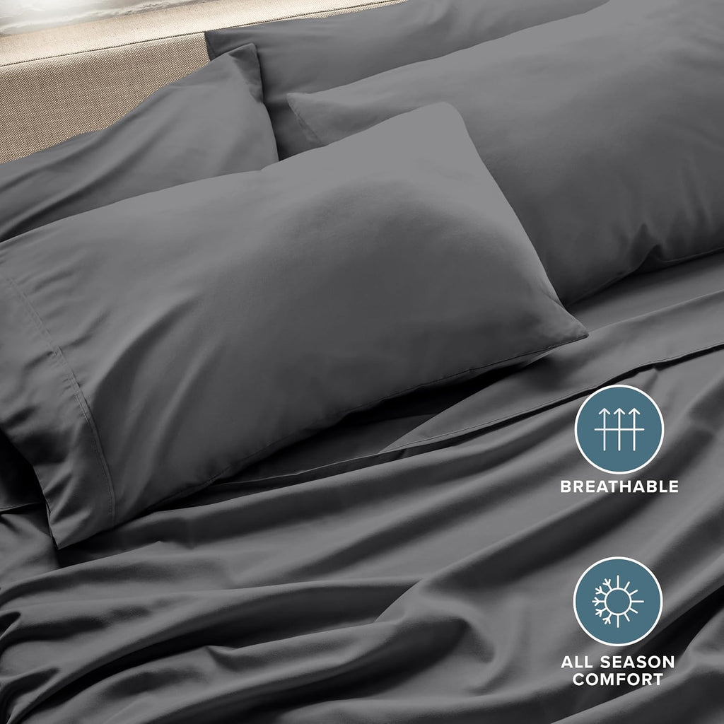 BareHome Bare Home Microfiber King Size Pillowcases - 4 Pack, Grey, 20x40 4 Pack Grey