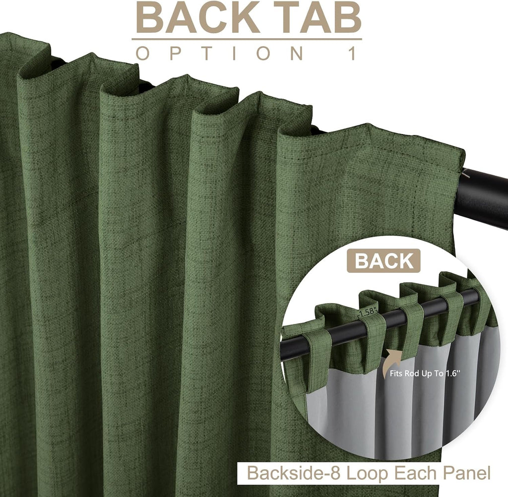 100BlackoutShield 100% Blackout Shield Linen Blackout Curtains for Bedroom 108 Inches Long, Back Tab/Rod Pocket Living Room Drapes, Thermal…