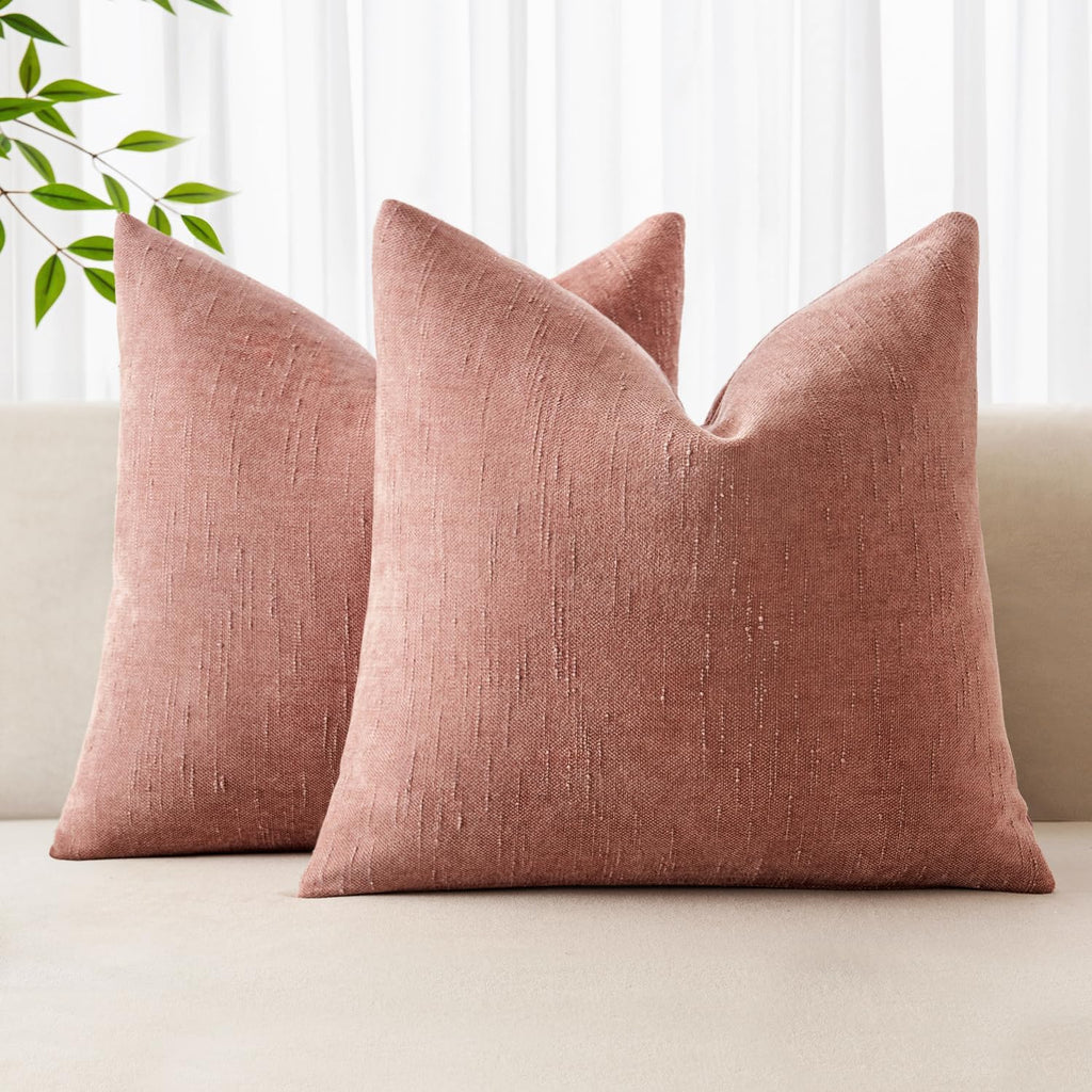 MIULEE Pack of 2 Decorative Throw Pillow Covers Soft Chenille Throw Pillows Solid Textured Cushion Covers for Spring Valentine's Day…