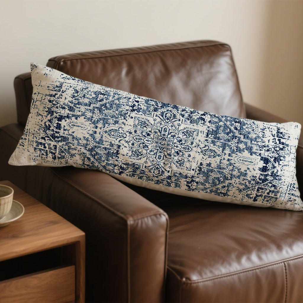 Retro Boho Blue Tribal 20x54 Body Pillow Cover, Boho Home Room Decor, Vintage Blue Ethnic Moroccan Decorative Long Body Pillow Cases for…