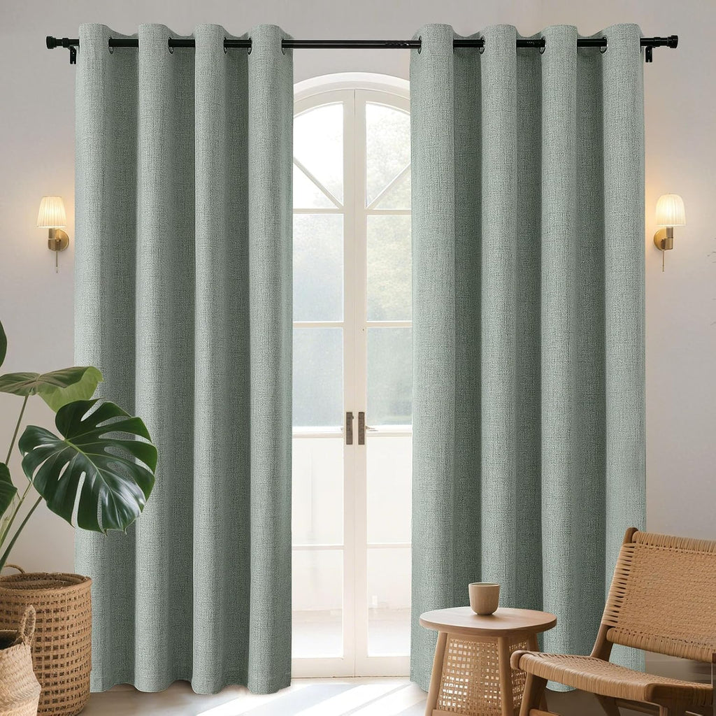 Joydeco Blackout Curtains 120 Inches Long 2 Panels Burg, Room Darkening Curtains for Bedroom, 100% Black Out Textured Thermal Drapes Privac…