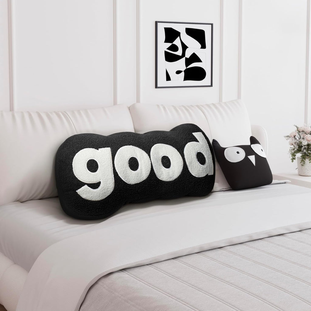 JohnearHomeFashionDecorLife Johnear Headboard Pillow Black Plush Reading Pillow Back Support Pillow for Bed Sitting Up Adult Daybed Sofa Co…