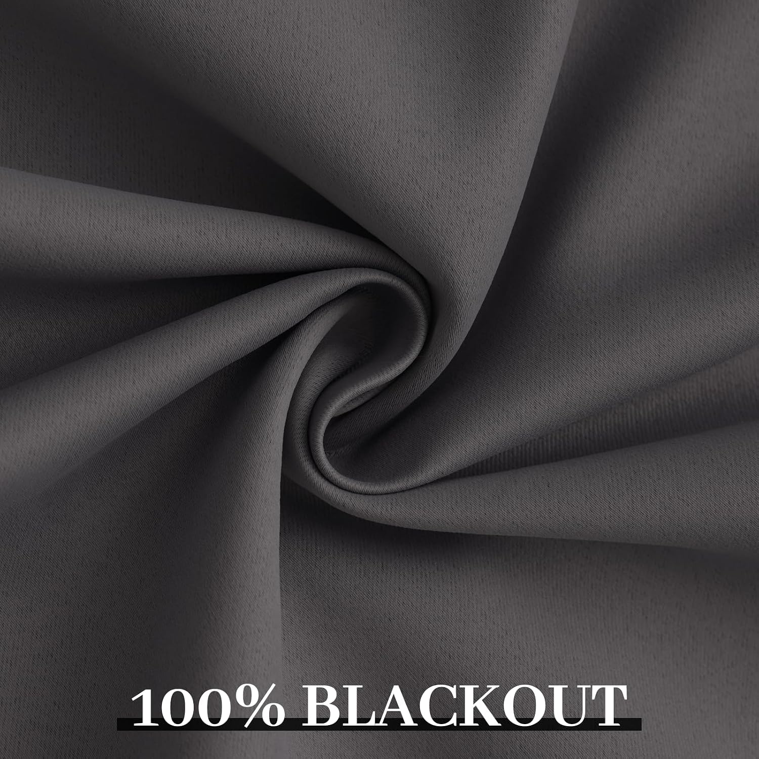 Yakamok Room Darkening 100% Blackout Curtains Grommet Window Treatments with 2 Thick Layers-Charcoal Grey Thermal Insulated Drapes Set of 2…
