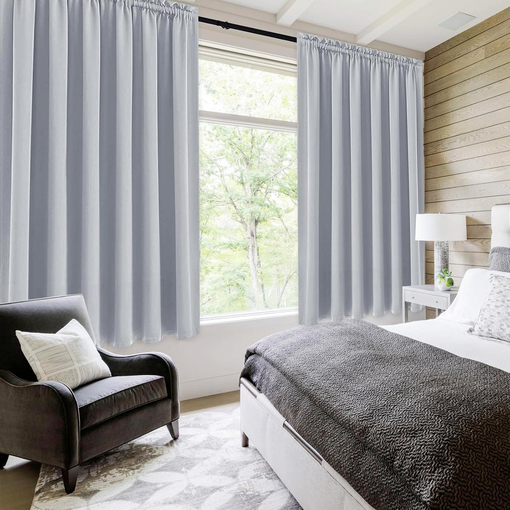 DWCN Blackout Curtains for Living Room Thermal Insulated, Energy Saving & Noise Reducing Bedroom Curtains, Silver Grey, W 70x L 72 Inch…