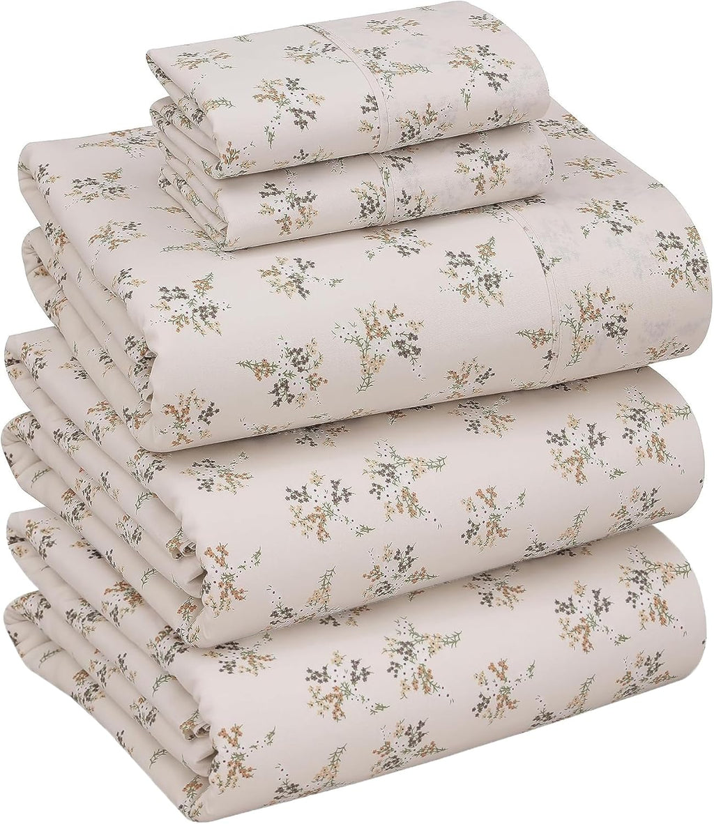 Ruvanti 100% Cotton Percale Sheets Split King Size – Crisp Cooling Bed Sheets for Hot Sleepers, Deep Pocket 16”, Soft Breathable & Durable…