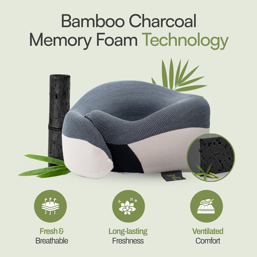 Magmont-ForYourMagicMoment Neck Pillow for Traveling - Bamboo Charcoal Memory Foam with 360° Chin Support for Airplane, Soft & Breathable,…