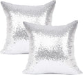 YOUR SMILE Pack of 2, New Luxury Series Silver Decorative Glitzy Sequin & Comfy Satin Solid Throw Pillow Cover Cushion Case for…