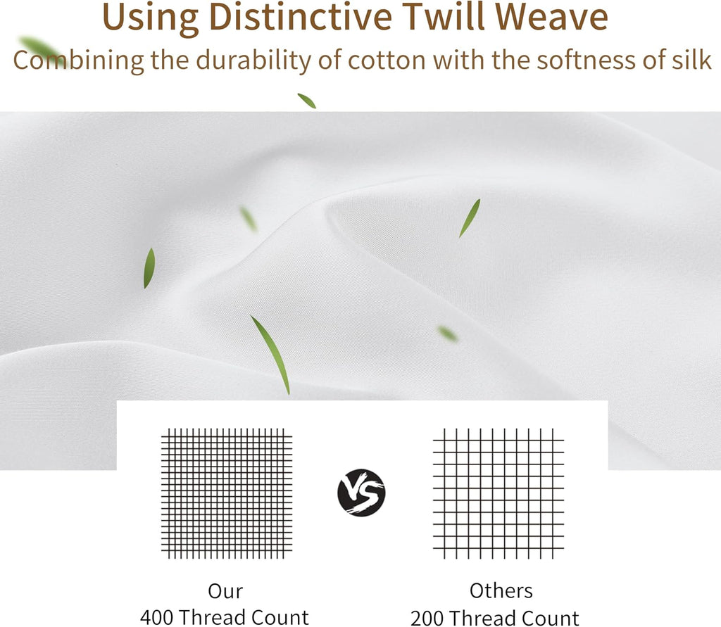 Bamboo Viscose Zippered Pillow Cases King Size Set of 2, 400 Thread Count Cooling Pillow Protectors for Hot Sleepers, Luxurious Hotel…