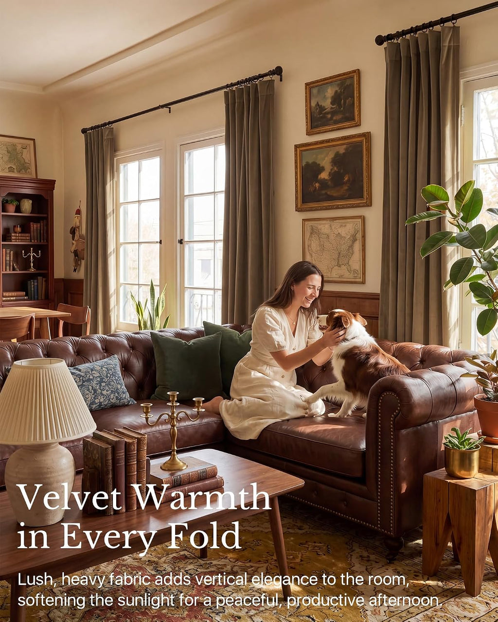 Nicetown Brown Velvet Blackout Curtains 144 inches Long, Rod Pocket & Back Tab Soft Room Darkening Luxury Soundproof Home Decor Drapes for…