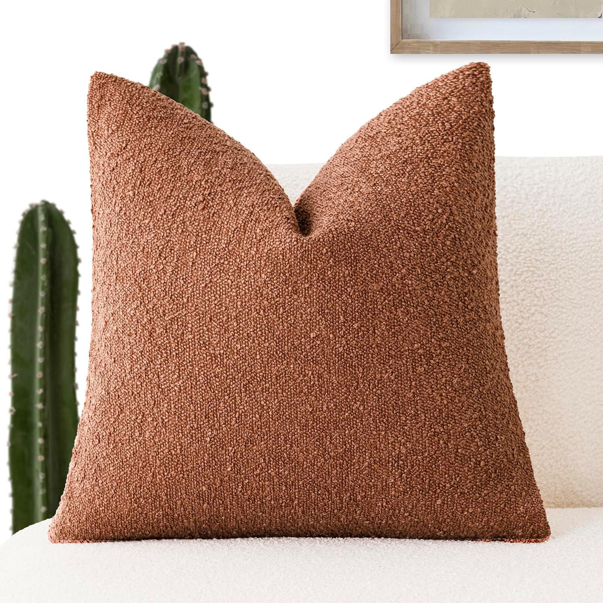 Foindtower Decorative Textured Boucle Throw Pillow Covers Accent Solid Pillow Cases Neutral Soft Cozy Couch Cushion Case for Chair Sofa…