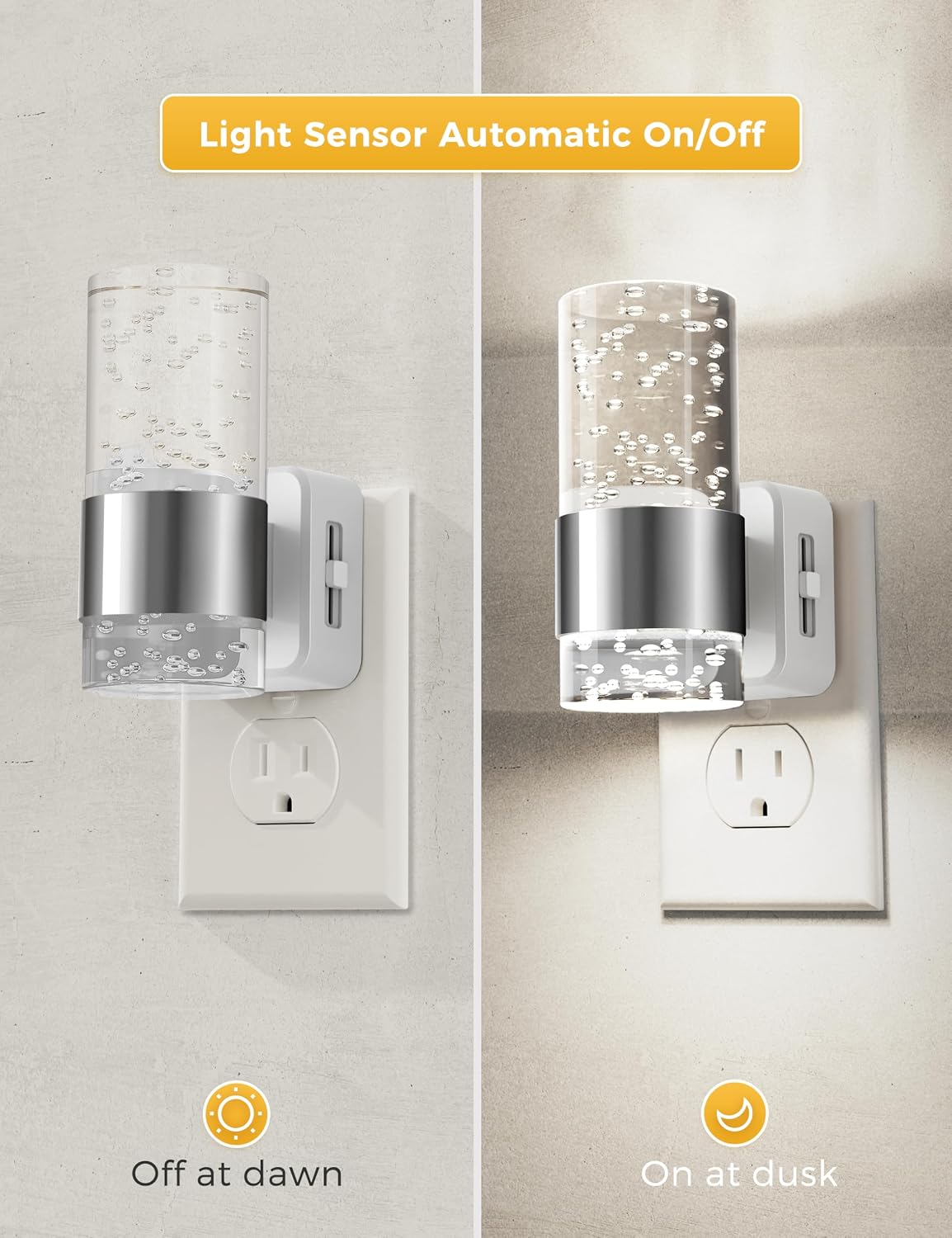 L LOHAS LED Night Light, Plug in Night Light with Auto Light Sensor, Brightness Adjustable with Daylight White 5000K, Wall Sconce-Style…