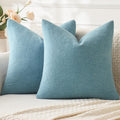 Miulee Smoke Blue Couch Pillow Covers 18x18 Inch, Set of 2 Soft Chenille Decorative Square Throw Pillow Covers Summer Farmhouse for Sofa Li…