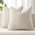 Miulee Pack of 2 Decorative Throw Pillow Covers 24x24 Inch Soft Boho Striped Textured Corduroy Pillow Covers Modern Farmhouse Home Decor fo…