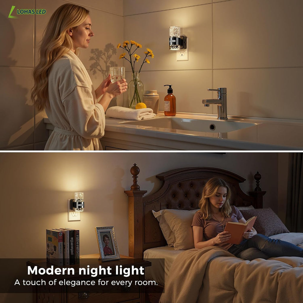 L LOHAS LED Motion Sensor Night Light, Dimmable Night Lights Plug into Wall, 2 Pack 3000K Night-Lights with 0-100 LM Adjustable, Acrylic…