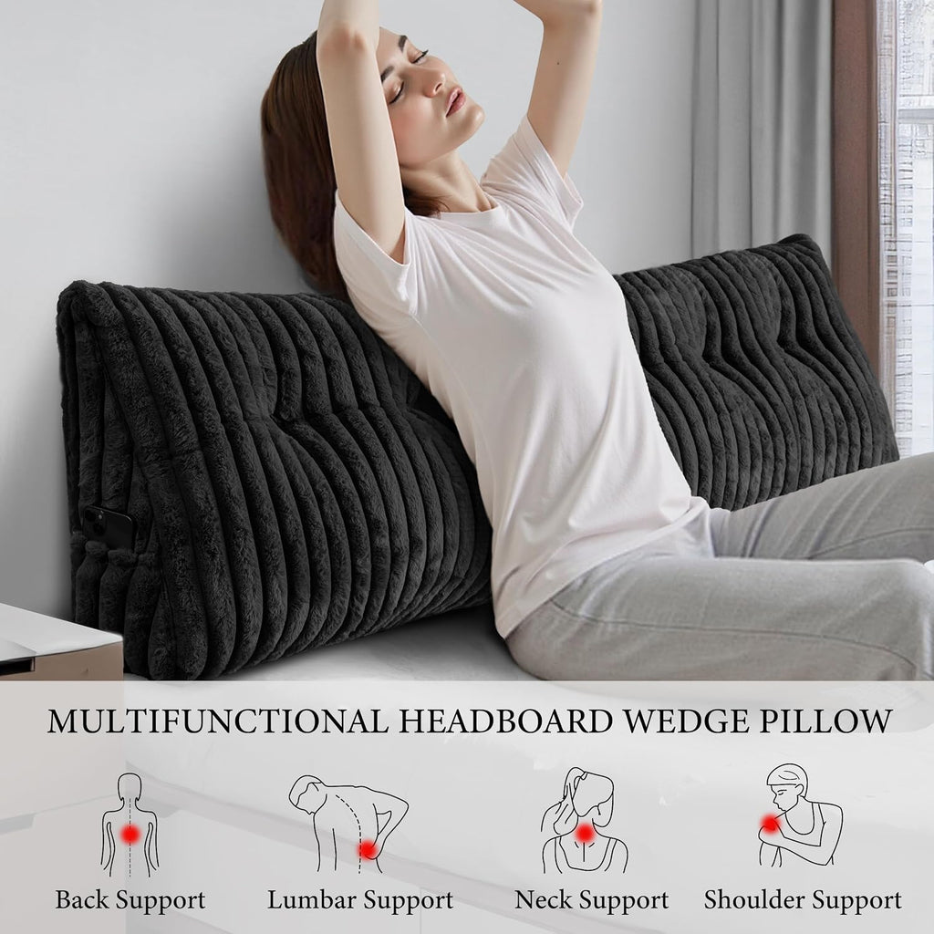 Headboard Pillow King, Triangular Wedge Pillow Headboard King, Cushion Headboards Reading Pillows, Backrest Pillows for Sitting in Bed or…