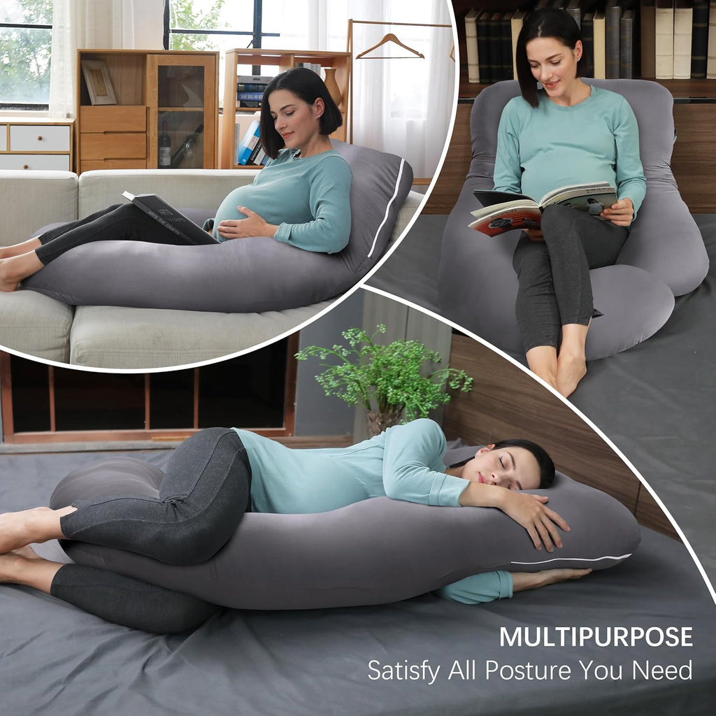 Moonpark MOON PARK Pregnancy Pillows for Sleeping - U Shaped Full Body Maternity Pillow with Removable Cover - Support for Back, Legs, Bell…
