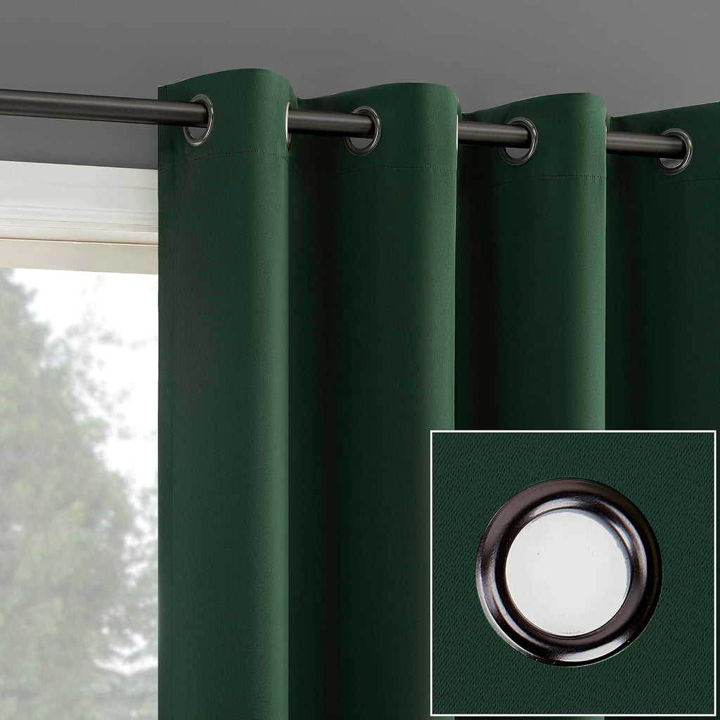 Sun Zero Nordic 2-Pack Theater Grade Noise Reducing Extreme 100% Blackout Grommet Curtain Panel Pair, 52" x 84", Evergreen