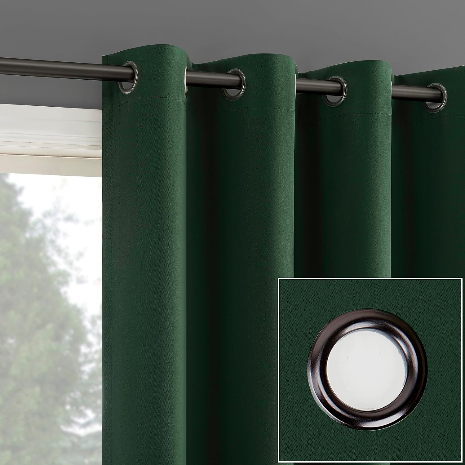 Sun Zero Nordic 2-Pack Theater Grade Noise Reducing Extreme 100% Blackout Grommet Curtain Panel Pair, 52" x 84", Evergreen