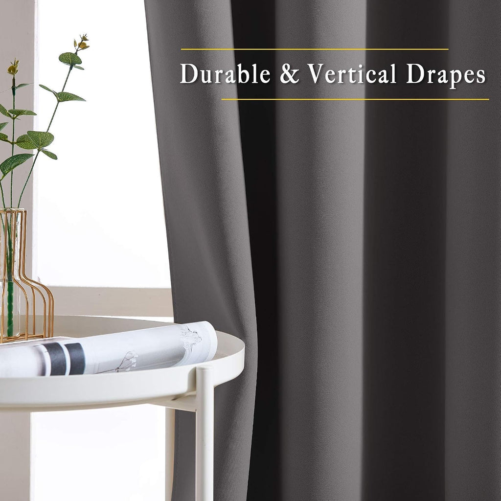 Nicetown Bedroom Blackout Curtains Panels - Window Treatment Thermal Insulated Solid Grommet Blackout for Living Room (Set of 2 Panels, 52…
