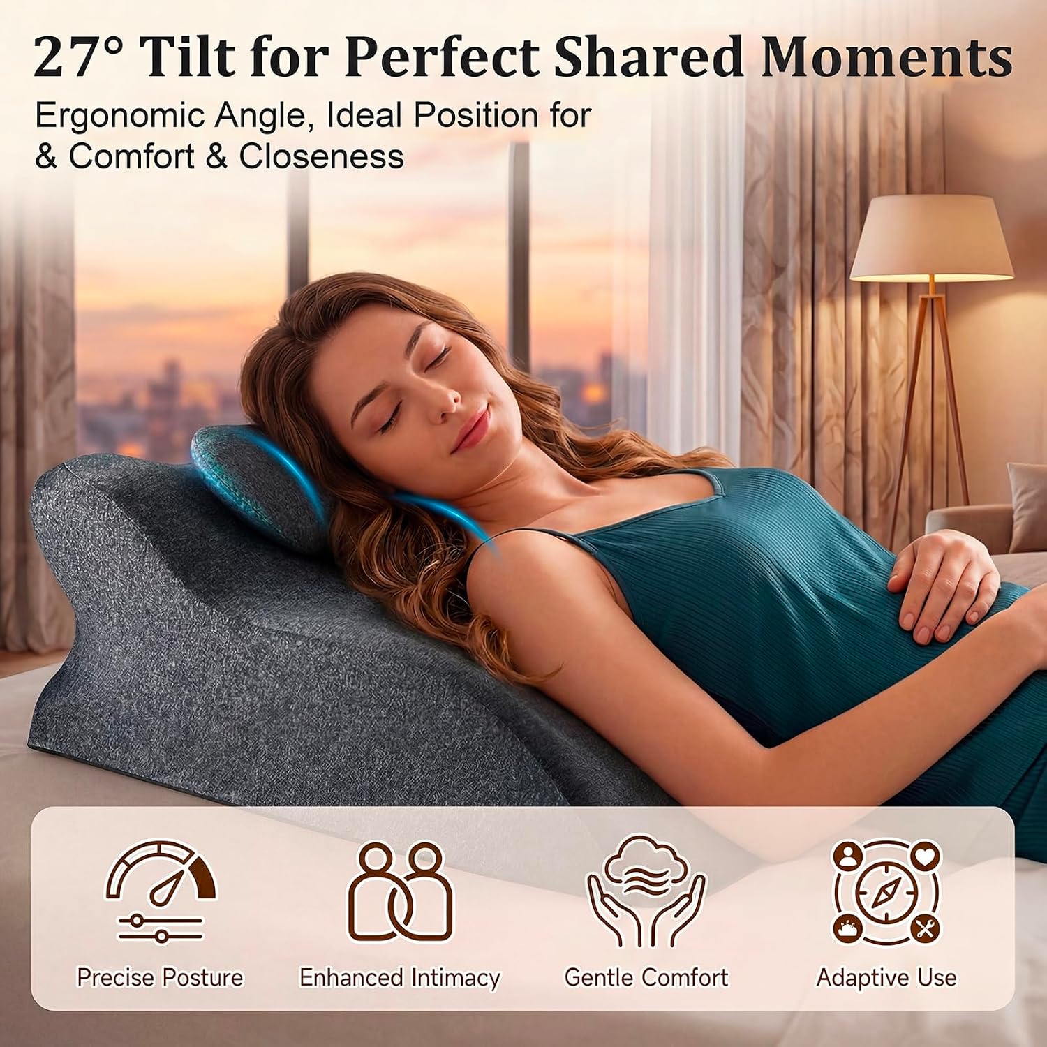 Ergonomic Contoured Support Pillow, 27°Angle Wedge Memory Foam Pillow, Multi-Functional Neck Back Waist Pillow for Bed Sleeping &…