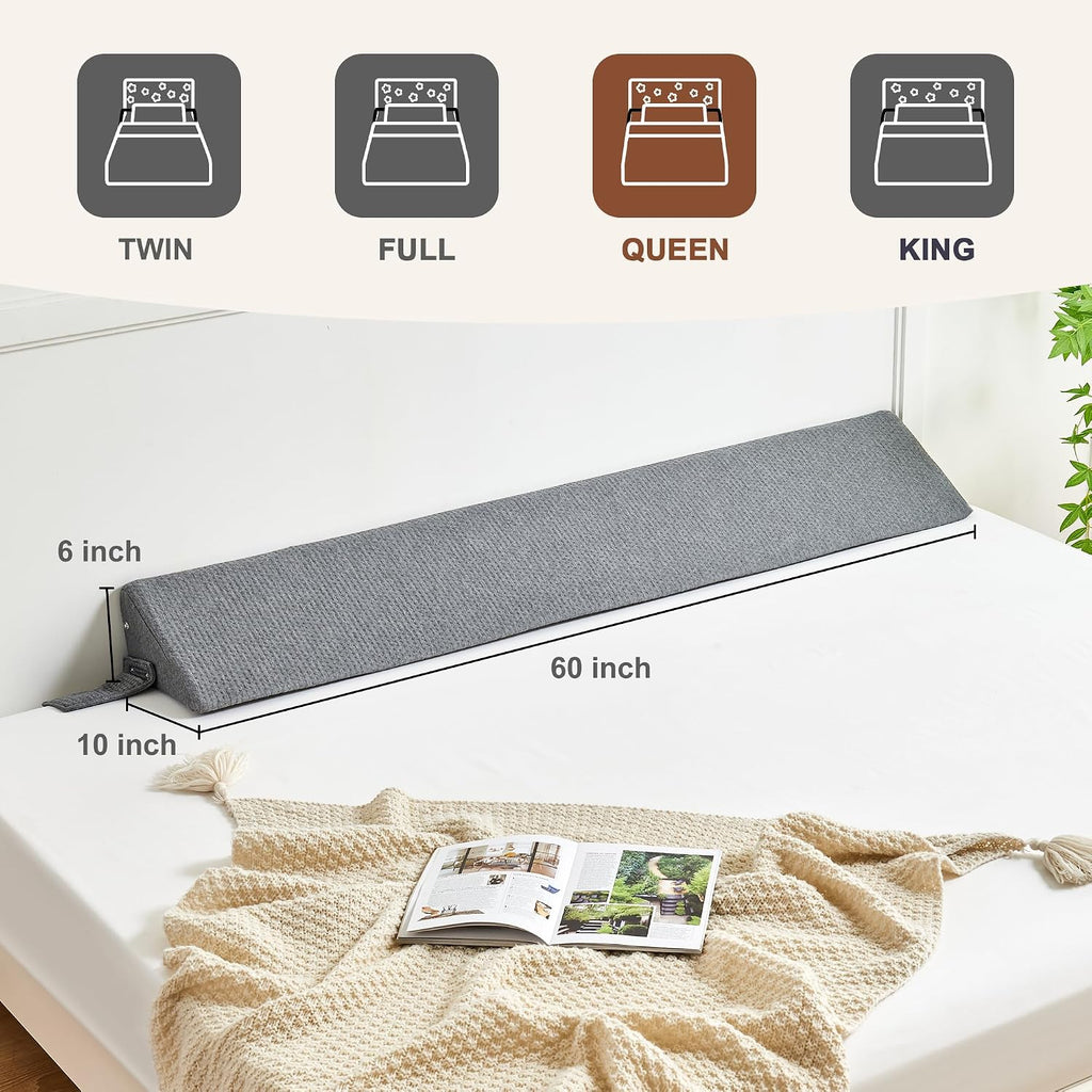 IFNOW Queen Size(60"x6"x10") Bed Wedge Pillow for Headboard, Mattress Gap Filler(0-8"), Bed Wedge for Gap Between Your Headboard and…