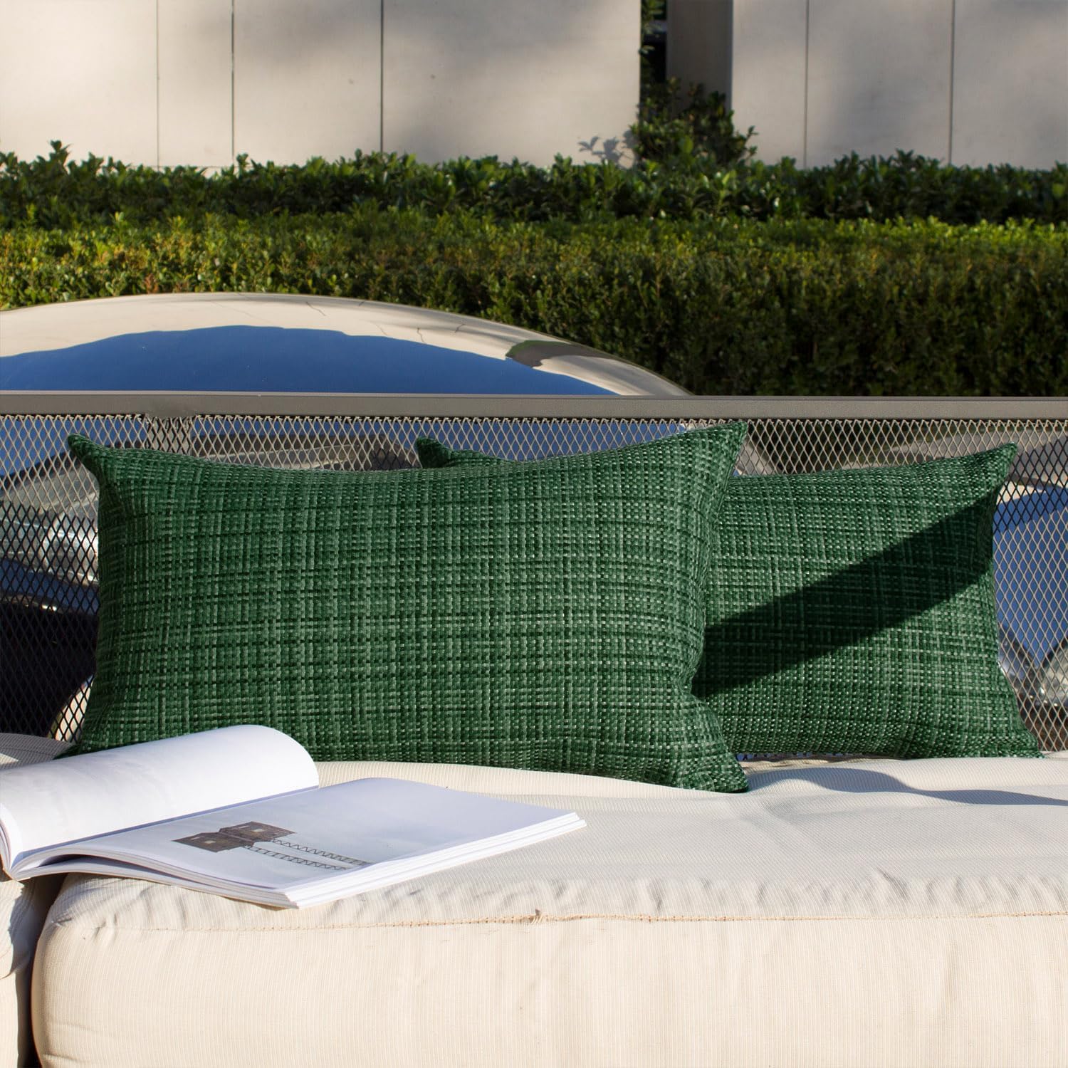 Kevin Textile Pack of 2 Decorative Outdoor Waterproof Pillow Covers Garden Cushion Sham Throw Pillowcase Shell for Patio Tent Couch 12x20…