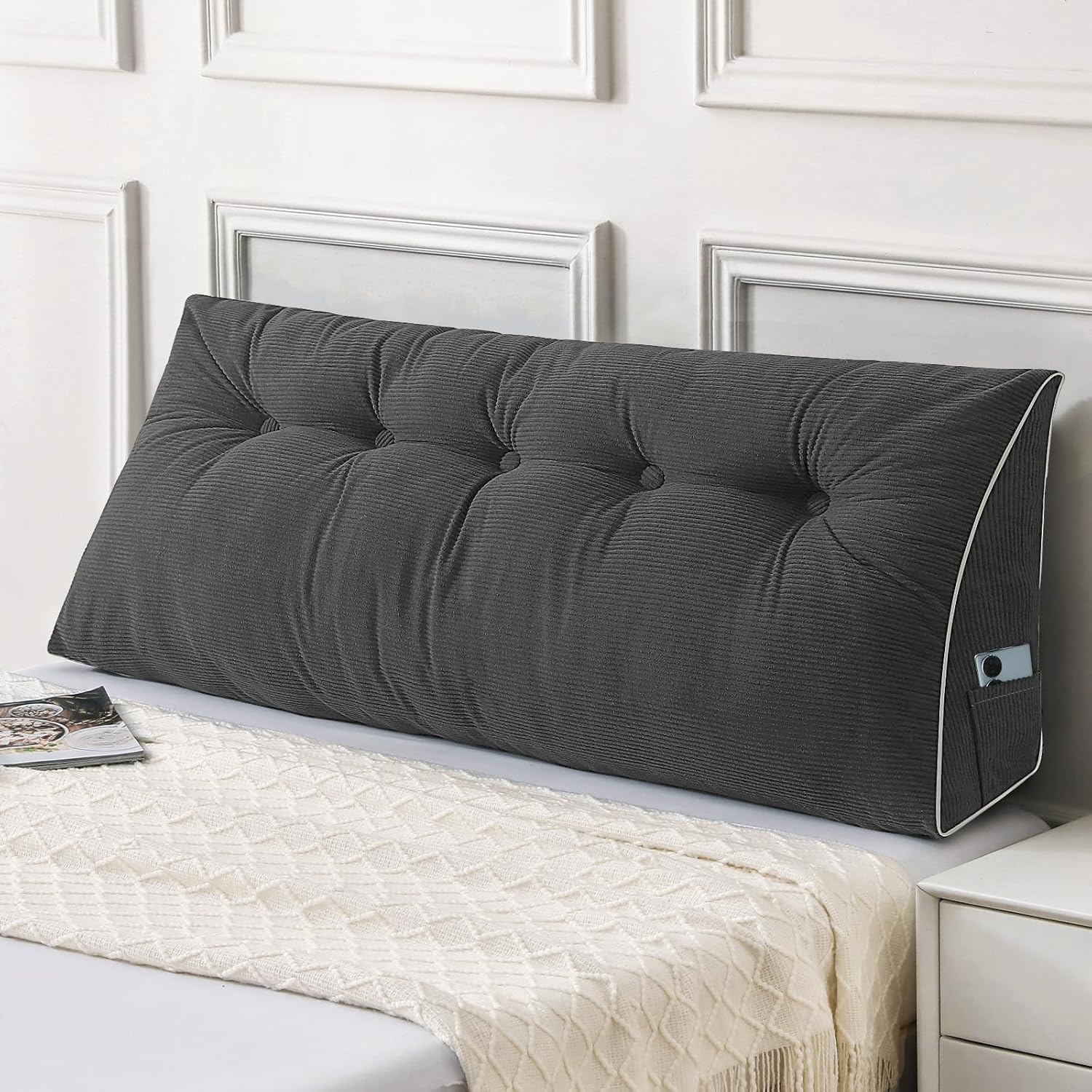 Sasttie Headboard Pillow Full, Wedge Pillow Headboard for Sitting Up in Bed, Back-Rest Support Triangular Cushion for Reading - Features Re…