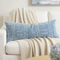 BlissBlush Coastal Blue Lumbar Pillow Cover 14x36 for Bed, Accent Long Lumbar Pillow Cover for Bedroom, Soft Woven Chenille Textured…