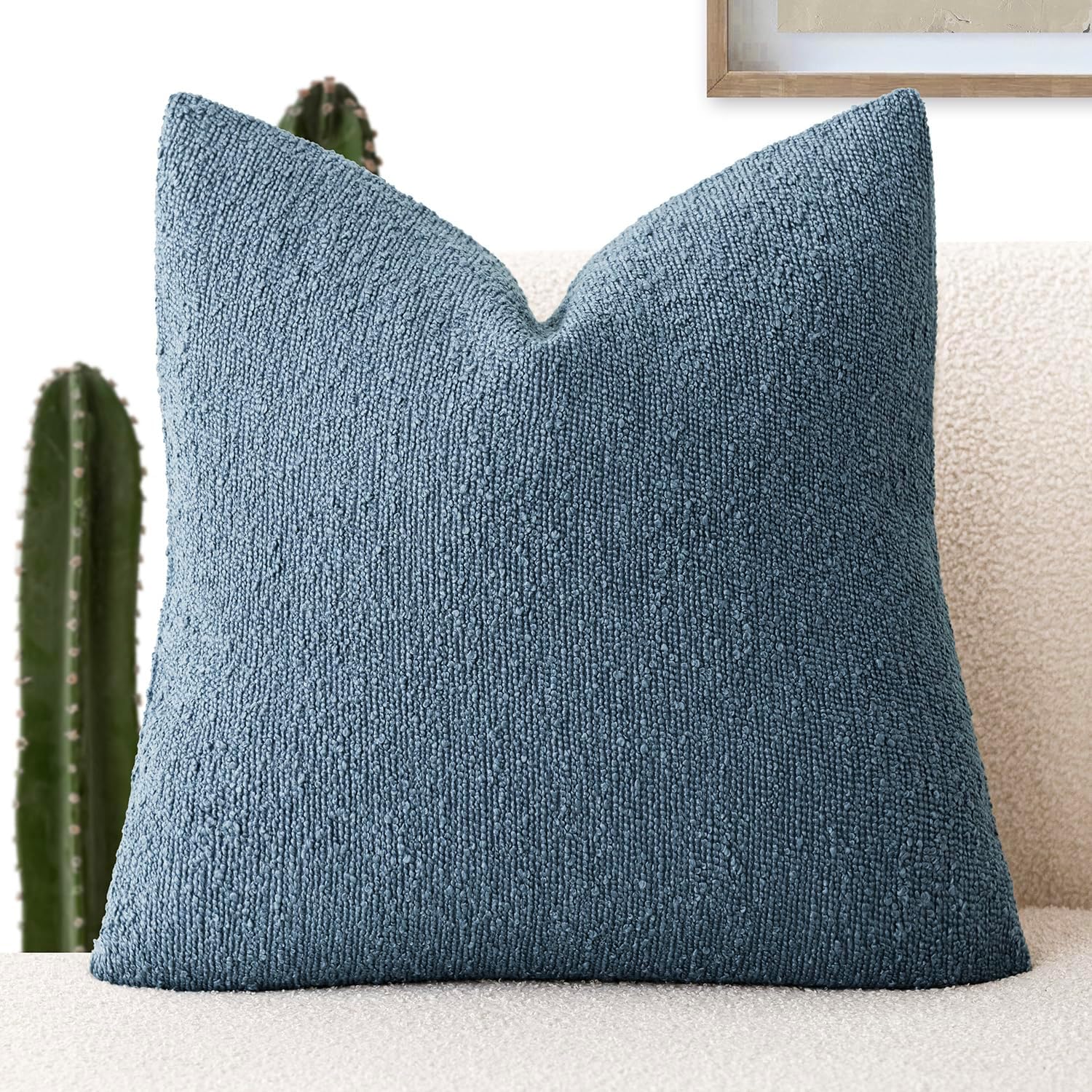Foindtower Decorative Textured Boucle Throw Pillow Covers Accent Solid Pillow Cases Neutral Soft Cozy Couch Cushion Case for Chair Sofa…