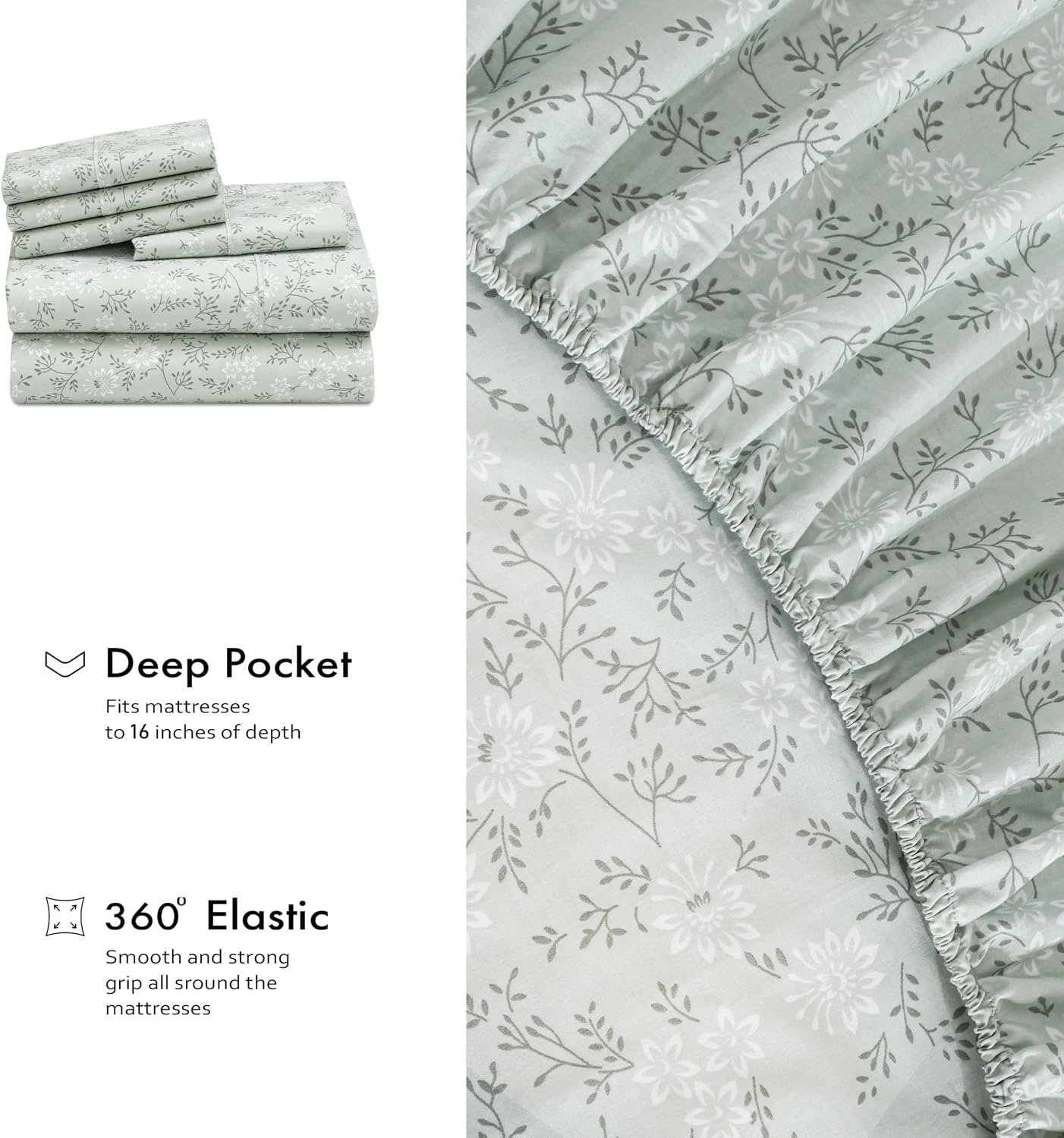 Ruvanti 100% Cotton Percale Sheets King Size 6 Piece Set, Cooling Bed Sheets for Hot Sleepers, Deep Pocket 16”, Breathable Lightweight & Du…