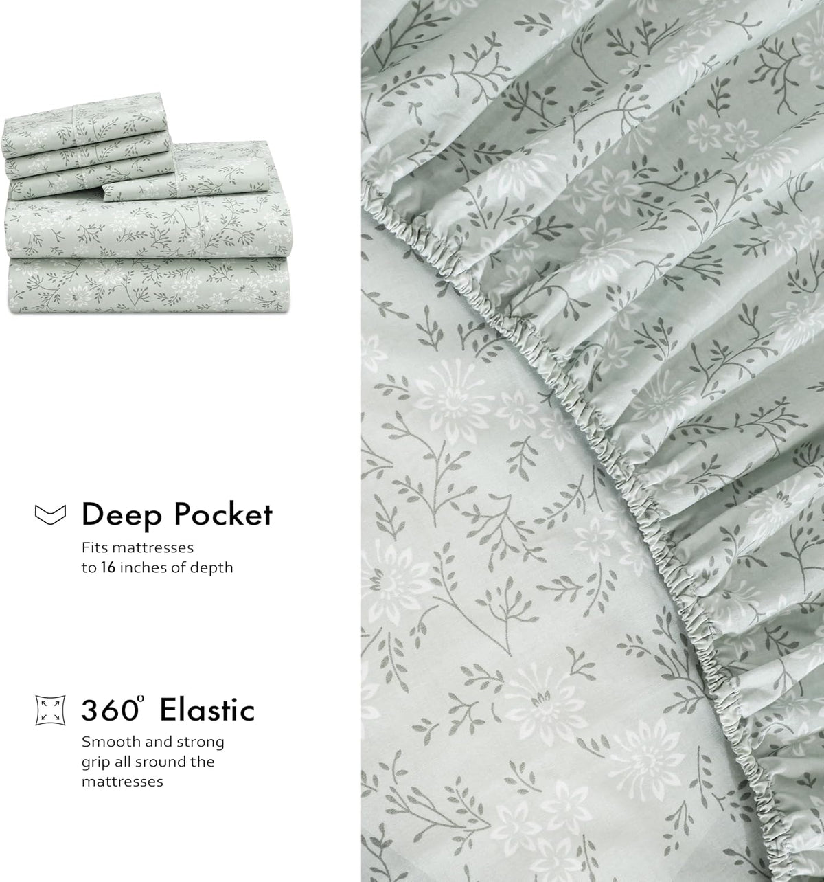 Ruvanti 100% Cotton Percale Sheets Twin Size 4 Piece Set, Cooling Bed Sheets for Hot Sleepers, Deep Pocket 16”, Breathable Lightweight & Du…
