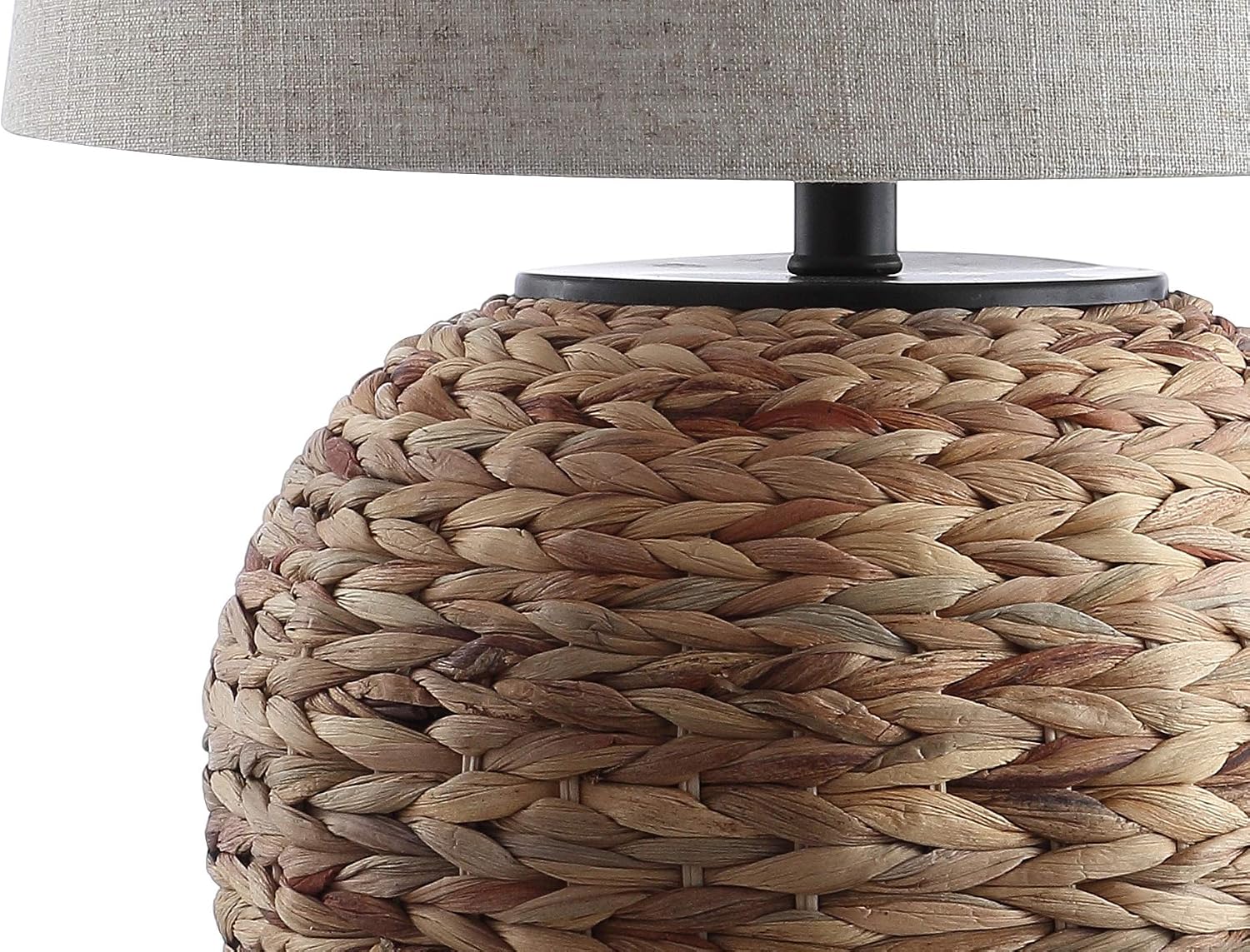 JONATHAN Y 24.5" Natural Water Hyacinth Farmhouse Basket Table Lamp, Coastal Decor for Living Room Bedroom Nightstand, Light Gray Linen…