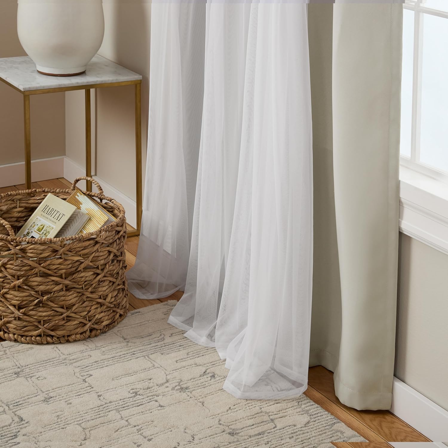 TOWN & COUNTRY LUXE Talia Double Layer Indoor Curtains, Sheer and Room Darkening Blackout, Grommet Top, Energy Efficient, 2-Pack Set…