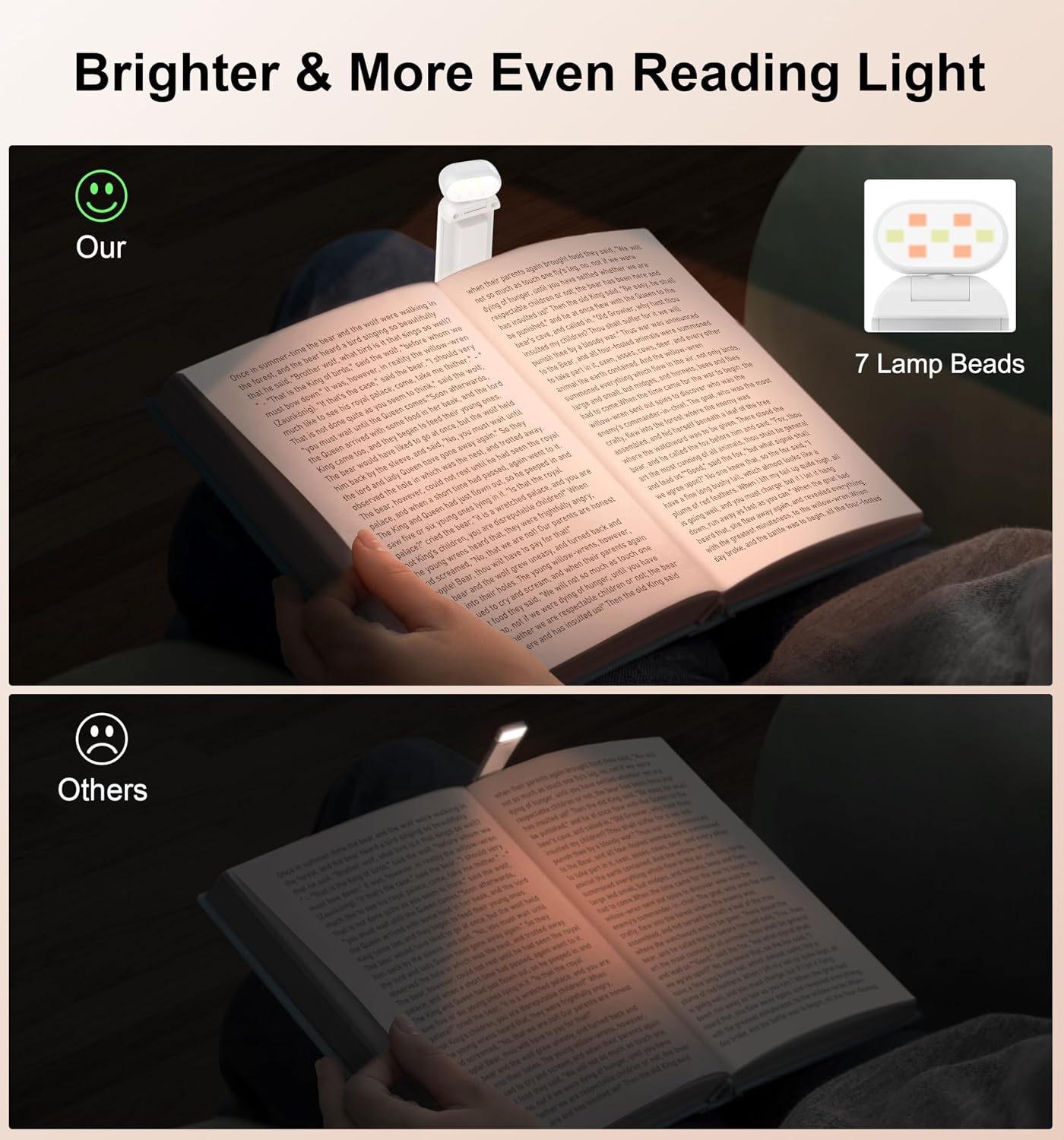 Gritin Reading Light, Rechargeable Book Light for Reading in Bed - Eye Caring 3 Color Temperatures, 5-Level Dimmable Brightness, Long…