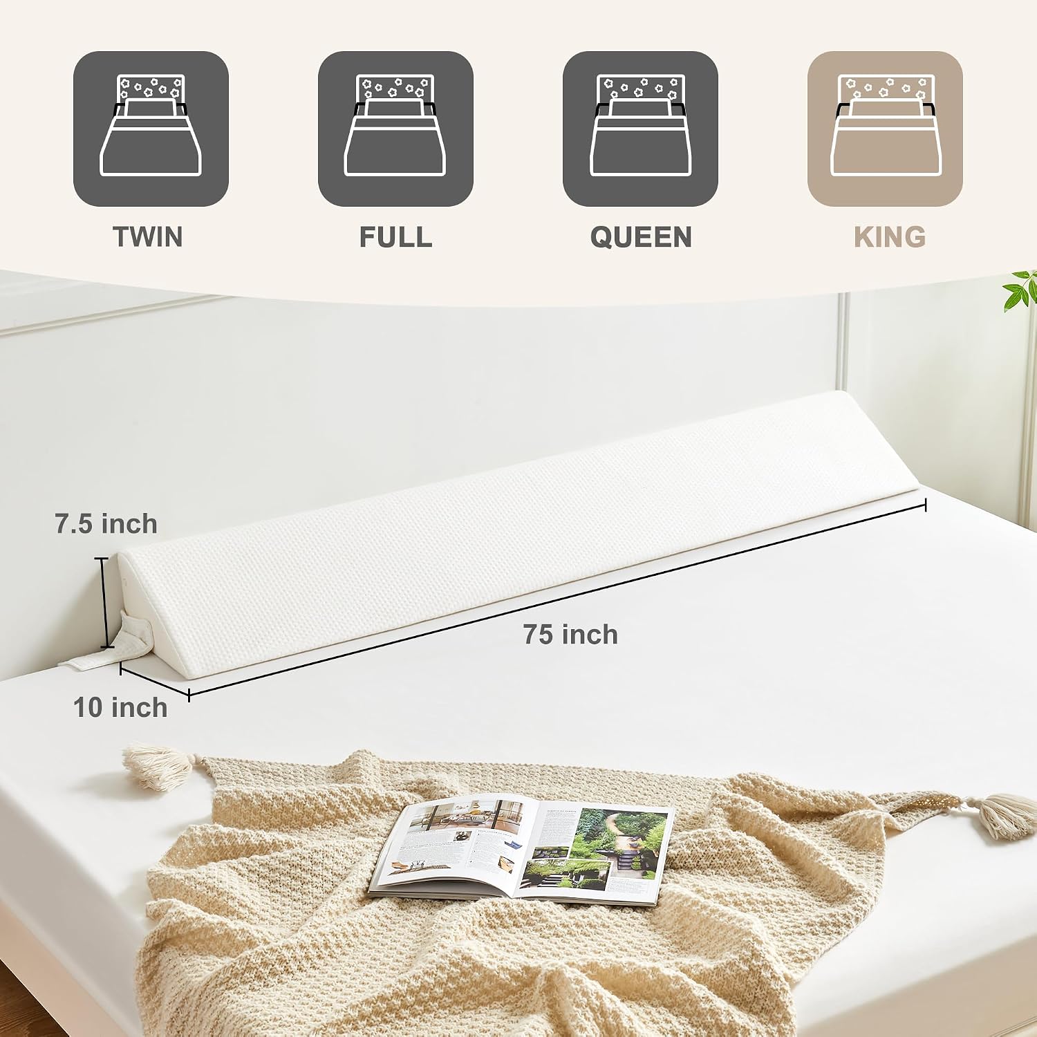 IFNOW King Size(76"x7.5"x10") Bed Wedge Pillow for Headboard, Mattress Gap Filler(0-8"), Bed Wedge for Gap Between Your Headboard and…