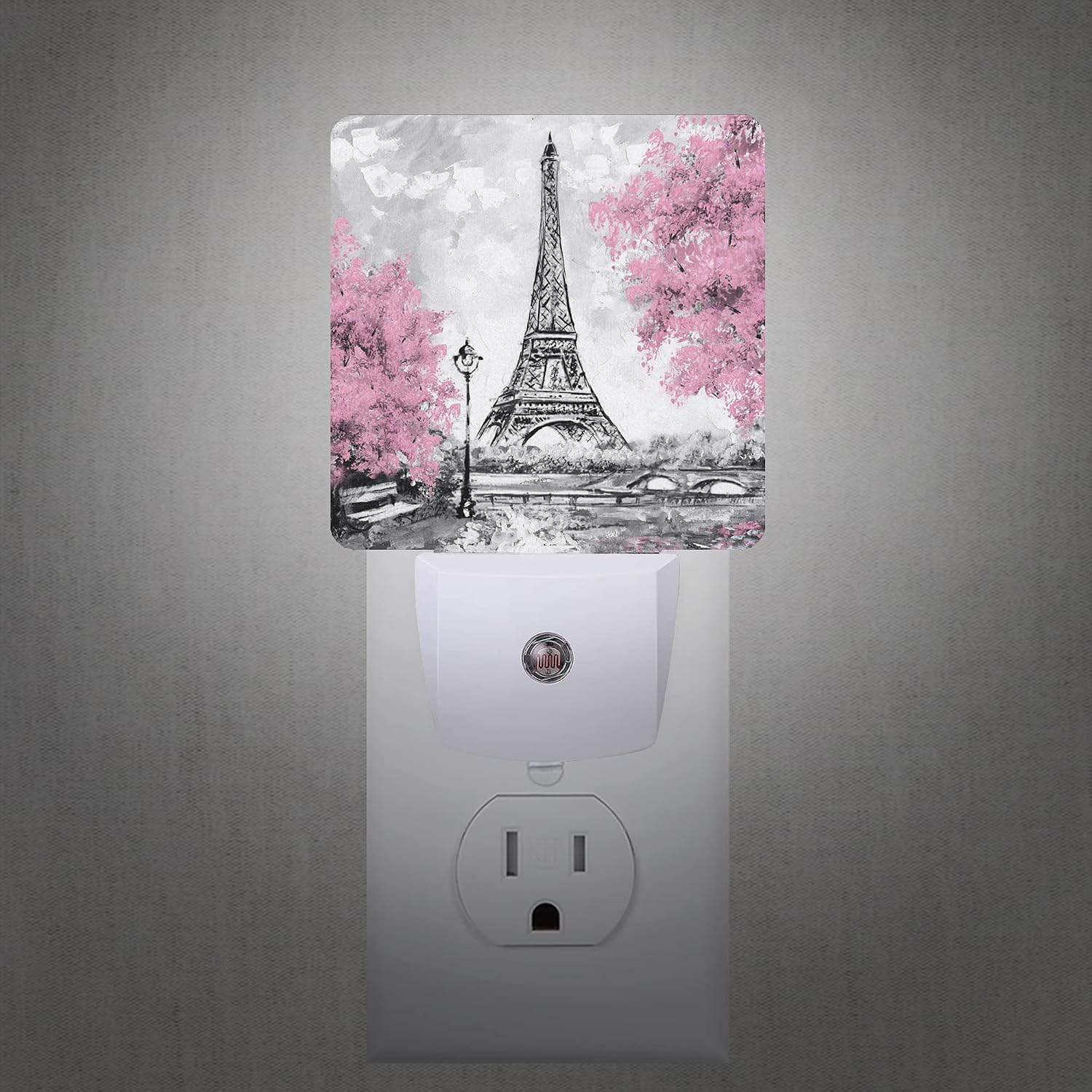 Eiffel Tower Paris Pink Flower Night Light Plug-in LED Nightlights Auto Sensor Night Lamp Dusk-to-Dawn Lamp Home Decor for Nursery…