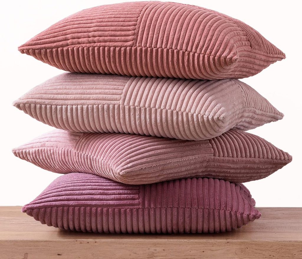 Miulee Aesthetic Pink Throw Pillow Covers 18x18 Inch Set of 4 Spring Decorative Coquette Cushion Cases Cute Gradient Pillow Cases Corduroy…