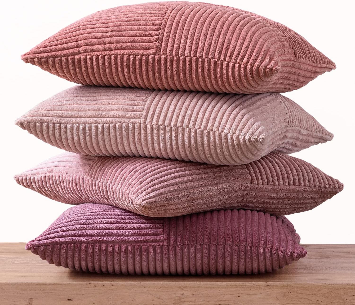Miulee Aesthetic Pink Throw Pillow Covers 18x18 Inch Set of 4 Spring Decorative Coquette Cushion Cases Cute Gradient Pillow Cases Corduroy…
