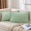 Mecatny Corduroy Summer Throw Pillow Covers 12x20 Set of 2, Neutral Decorative Soft Boho Lumbar Couch Pillow Covers with Broadside for…