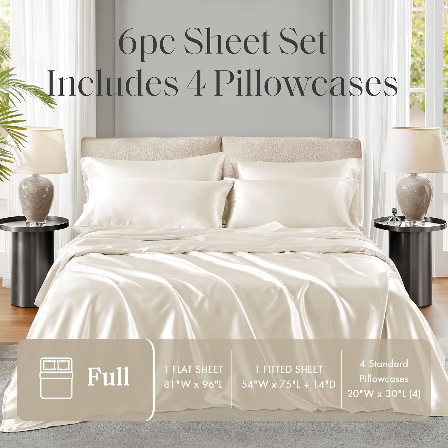 Madisonpark Madison Park Essentials Satin Sheet Set Luxury and Silky with Natural Sheen, Elastic 14" Pocket fits up to 16" Mattress, All Ar…